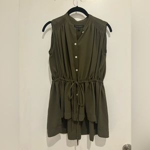 Banana Republic Army Green Button Tie Blouse